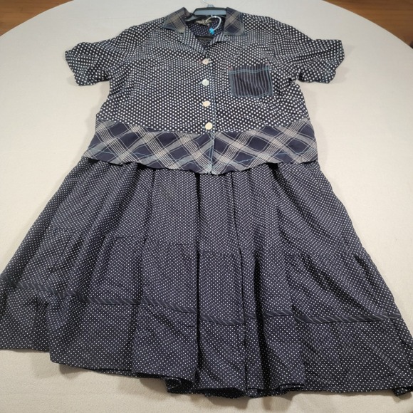 Carole Little Dresses & Skirts - Vtg Carole Little 2‎ Piece Set Skirt Top Women's 16 Polka Dot Plaid Cottagecore